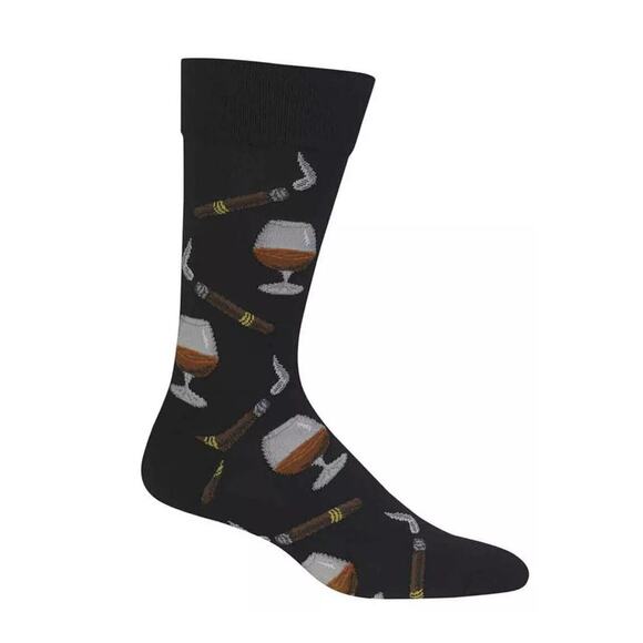 Hot Sox Men's Cognac And Cigars Crew Socks, Size 10-13, Color Black - Picture 1 of 4